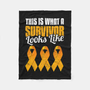 Awareness Cancer Survivor Orange Ribbon Fleece Blanket
