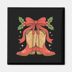 Awareness Cowboy Boots Christmas Breast Cancer Sup Magnet