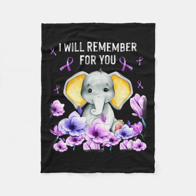 Awareness Cute Elephant I Will Remember For You 1  Fleece Blanket (Front)