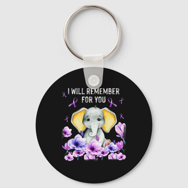 Awareness Cute Elephant I Will Remember For You 1  Key Ring (Front)