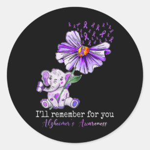 Awareness Cute Elephant I Will Remember For You 2  Classic Round Sticker