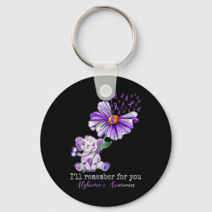 Awareness Cute Elephant I Will Remember For You 2  Key Ring