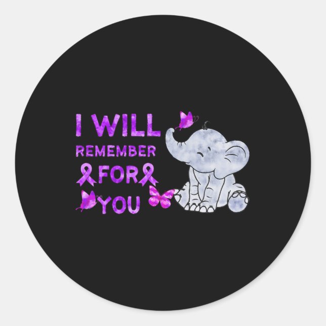 Awareness Cute Elephant I Will Remember For You 3  Classic Round Sticker (Front)