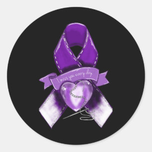 Awareness Day August 31 Purple Ribbon 1 Classic Round Sticker