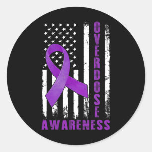 Awareness Day Usa American Flag Overdose Awareness Classic Round Sticker