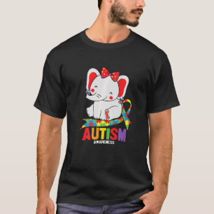 Awareness Elephant Mum Wearing Earrings Autism Hea T-Shirt