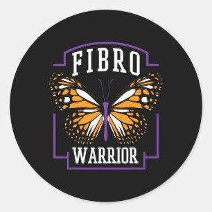 Awareness Fibro Warrior Graphic Butterfly  Classic Round Sticker