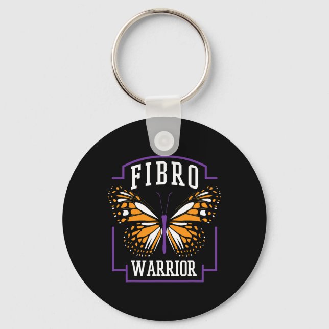 Awareness Fibro Warrior Graphic Butterfly  Key Ring (Front)