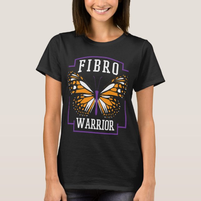 Awareness Fibro Warrior Graphic Butterfly  T-Shirt (Front)