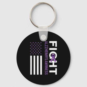 Awareness fight alzheimer's purple ribbon american key ring