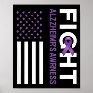 Awareness fight alzheimer's purple ribbon american poster