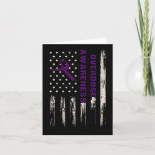 Awareness Flag Pruple Ribbon Addiction Recovery 2  Card