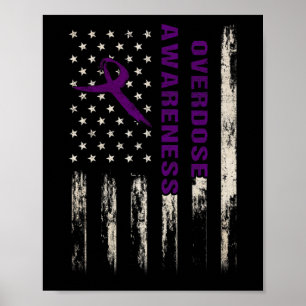Awareness Flag Pruple Ribbon Addiction Recovery 2 Poster