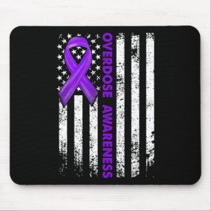 Awareness Flag Purple Ribbon Addiction Recovery 1 Mouse Pad