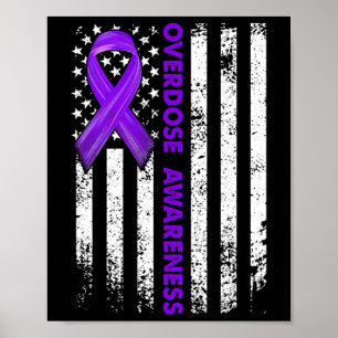 Awareness Flag Purple Ribbon Addiction Recovery 1  Poster