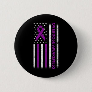 Awareness Flag Purple Ribbon Addiction Recovery 2 6 Cm Round Badge