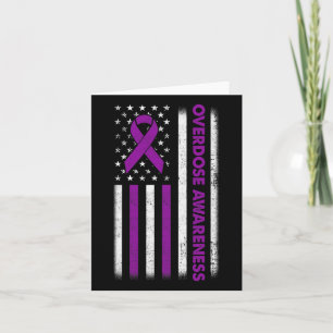 Awareness Flag Purple Ribbon Addiction Recovery 2  Card