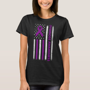 Awareness Flag Purple Ribbon Addiction Recovery 2 T-Shirt