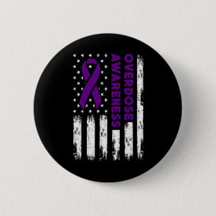 Awareness Flag Purple Ribbon Addiction Recovery 6 Cm Round Badge