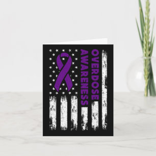 Awareness Flag Purple Ribbon Addiction Recovery  Card