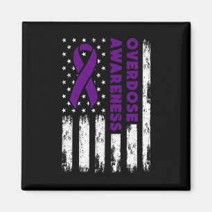 Awareness Flag Purple Ribbon Addiction Recovery Magnet