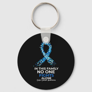 Awareness for colourectal & colon cancer blue key ring