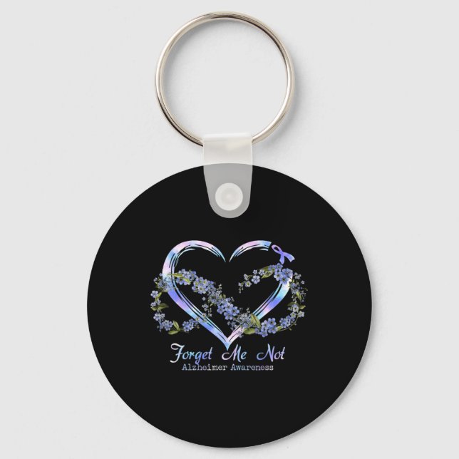 Awareness Forget Me Not Infinity Heart  Key Ring (Front)