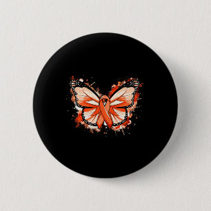 Awareness Gifts Orange Ribbon Butterfly 6 Cm Round Badge