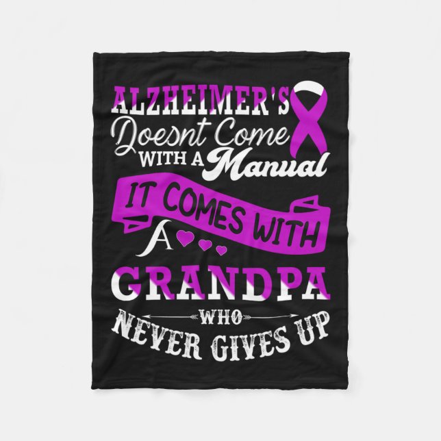 Awareness Grandpa Support Heimer Warrior  Fleece Blanket (Front)