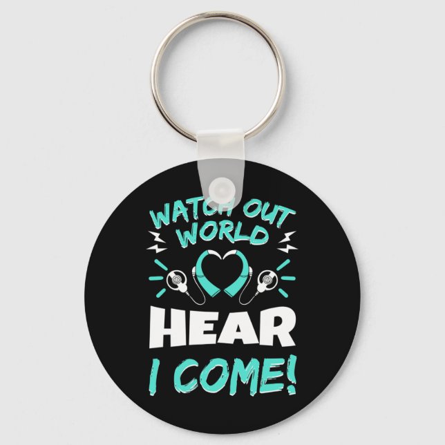 Awareness Hearing Aid Implant Asl  Key Ring (Front)