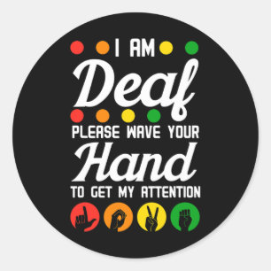 Awareness Hearing Aid Implant Asl Wave Your Hand Classic Round Sticker