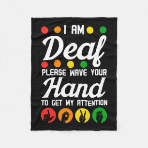 Awareness Hearing Aid Implant Asl Wave Your Hand  Fleece Blanket