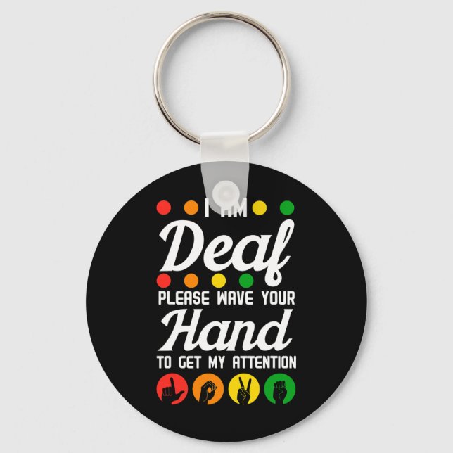 Awareness Hearing Aid Implant Asl Wave Your Hand  Key Ring (Front)