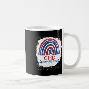 Awareness Heart Disease Bleached Rainbow Blue Red Coffee Mug