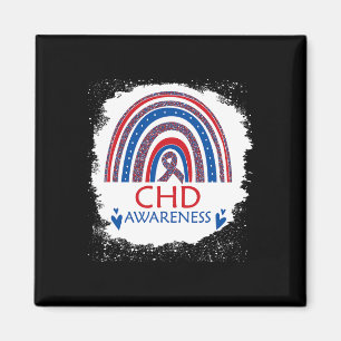Awareness Heart Disease Bleached Rainbow Blue Red Magnet
