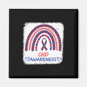Awareness Heart Disease Bleached Rainbow Blue Red Magnet