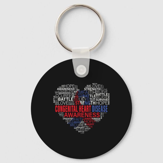Awareness Heart Disease Fighting Hope Support Warr Key Ring (Front)