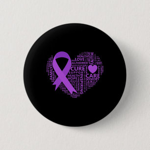 Awareness Heart Purple Ribbon  6 Cm Round Badge