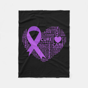 Awareness Heart Purple Ribbon Fleece Blanket
