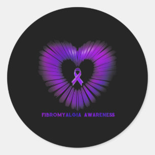 Awareness Heart Purple Ribbon Warriors  Classic Round Sticker