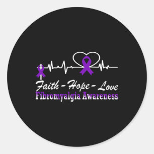Awareness Heartbeat Christian Cross Classic Round Sticker