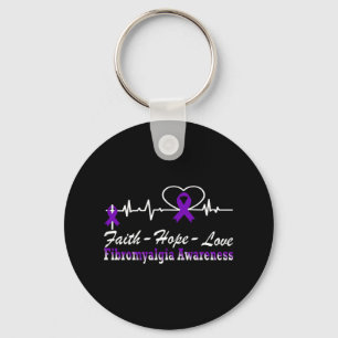 Awareness Heartbeat Christian Cross Key Ring