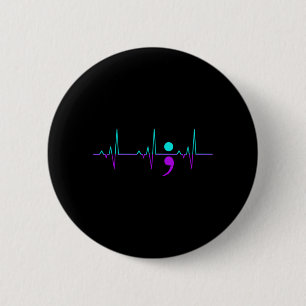 Awareness Heartbeat Happy Ribbon Support Graphic 6 Cm Round Badge
