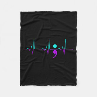 Awareness Heartbeat Happy Ribbon Support Graphic  Fleece Blanket