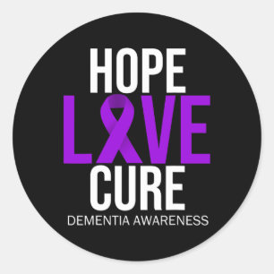 Awareness Hope Love Cure Purple Ribbon Alzheimerhe Classic Round Sticker