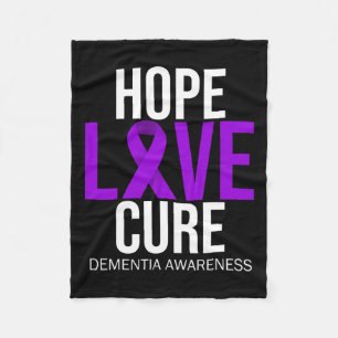 Awareness Hope Love Cure Purple Ribbon Alzheimerhe Fleece Blanket