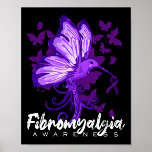 Awareness Hummingbird Holding Purple Ribbon  Poster
