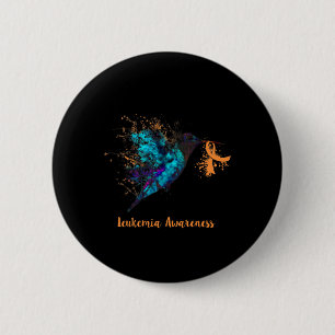 Awareness Hummingbird Orange Ribbon Water Colour 6 Cm Round Badge