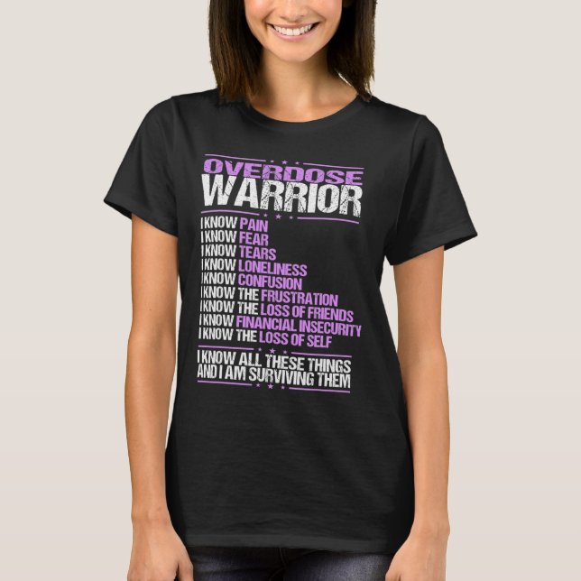 Awareness I Know Pain Survivor Purple Ribbon  T-Shirt (Front)