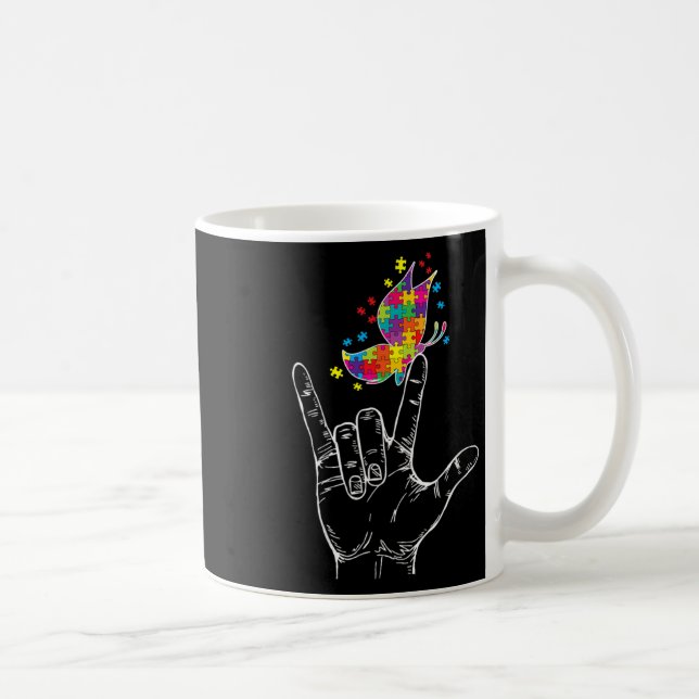 Awareness I Love You Asl Hand Sign Language Butter Coffee Mug (Right)